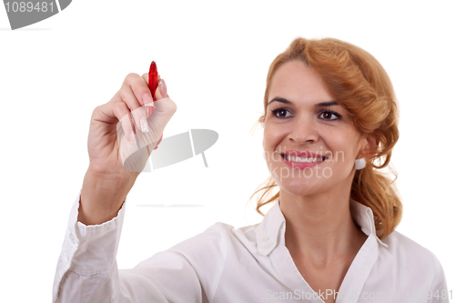 Image of Business woman writing