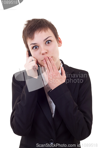 Image of  woman receiving surprising news