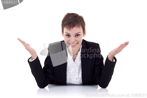 Image of woman behind the desk