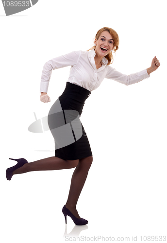 Image of business woman running