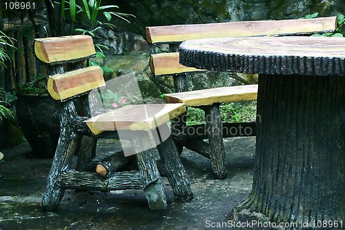 Image of Wooden Chairs & Table