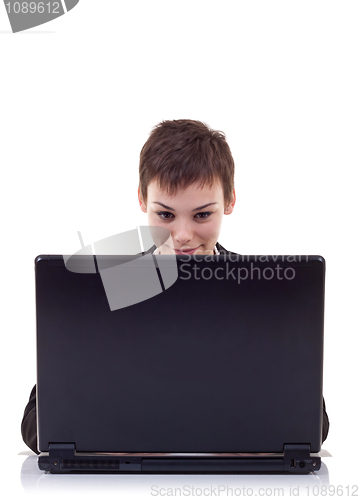 Image of business woman using laptop