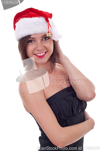 Image of smiling woman in Santa Cap 