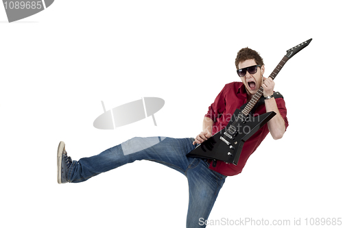 Image of Rock star with guitar