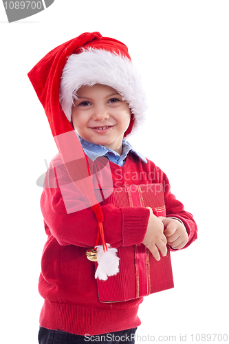 Image of santa kid holding a present