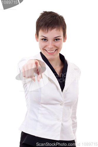 Image of business woman pointing her finger 