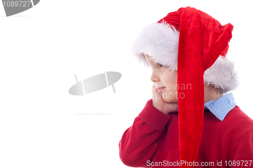 Image of Funny child with Santa hat