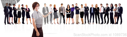Image of woman presenting her business team