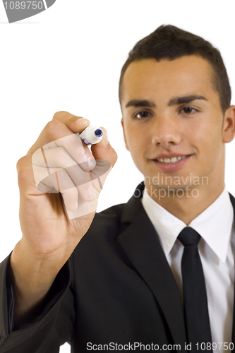 Image of Business man writing with marker 