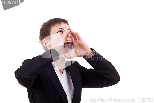 Image of Business Woman Shouting