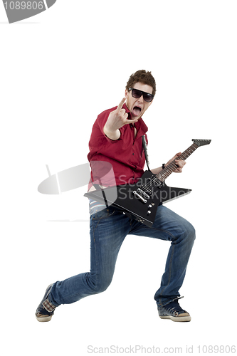 Image of Rock star playing the guitar