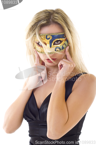 Image of young woman in carnival mask