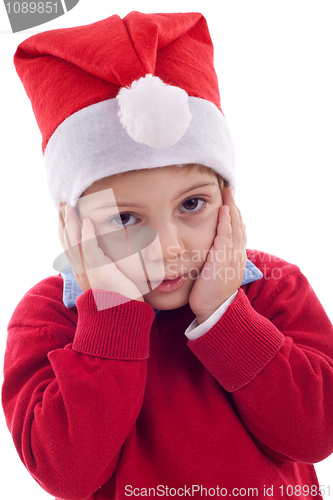 Image of Boy as Santa Claus is worried