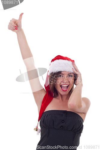 Image of female santa doing an okay sign 