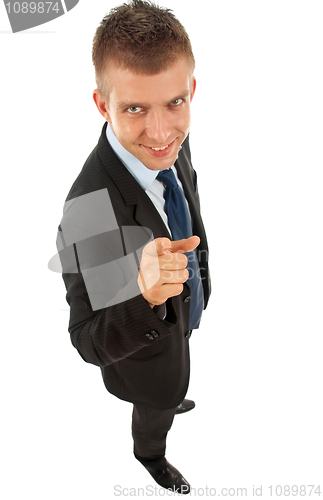 Image of business man pointing at camera 