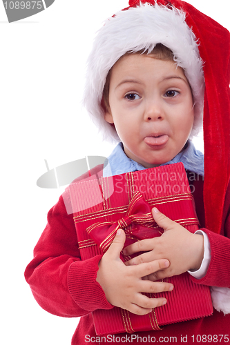 Image of santa kid sticking out tongue