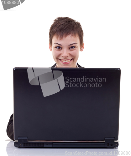 Image of business woman working with laptop