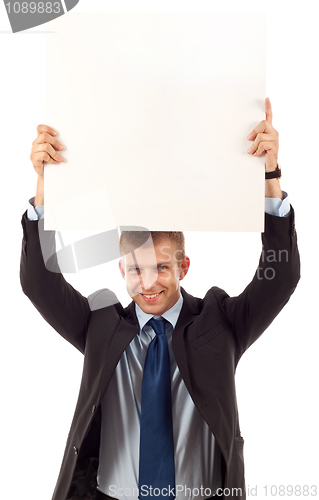 Image of business man with blank board