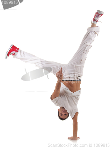 Image of  dancer standing on one hand