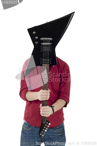 Image of Musician with guitar in front