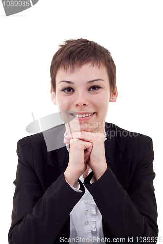 Image of Thinking attractive young business woman