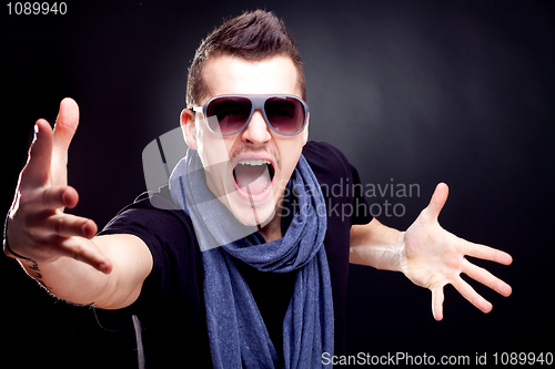 Image of fashion man screaming