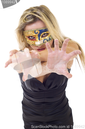 Image of aggressive masked woman 