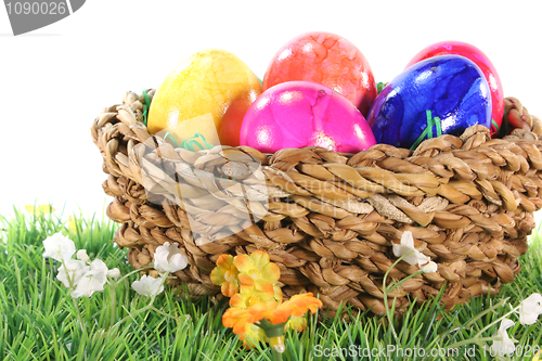 Image of basket with Easter eggs