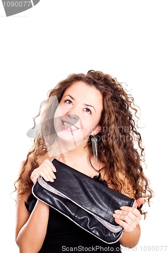 Image of attractive woman holding a bag 