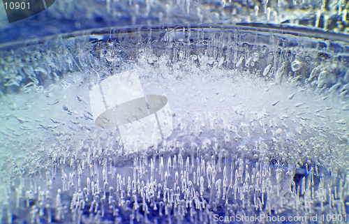 Image of An extreme macro of an ice cube.  You can even see the rising trapped air bubbles. (14 MP camera)