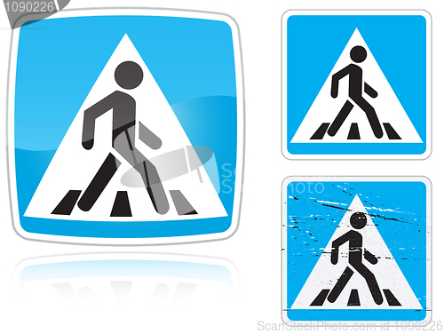 Image of Set of variants a Crosswalk road sign