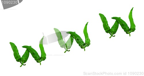 Image of WWW text composed of green peppers