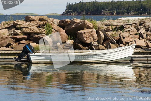 Image of Wooden Boat and Motor