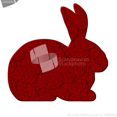 Image of Love Bunny with Red Roses Pattern