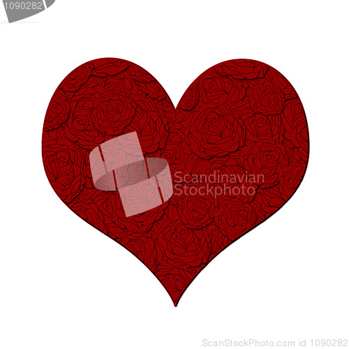 Image of Valentines Day Heart with Red Roses Pattern