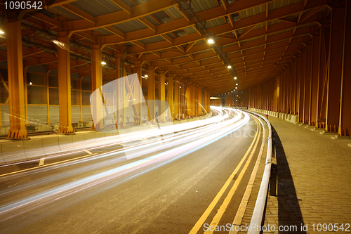 Image of Modern Urban City with Freeway Traffic at Night, hong kong 