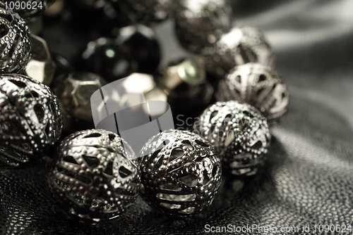 Image of Dark Silver Bead Bracelets Detail