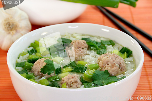 Image of Rice soup with meat balls