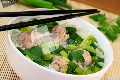 Image of Rice soup with meat balls