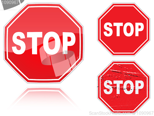 Image of Set of variants a Stop road sign