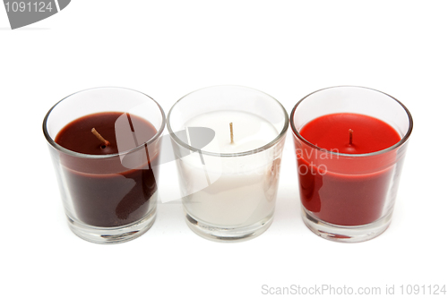 Image of Three glass candlesticks