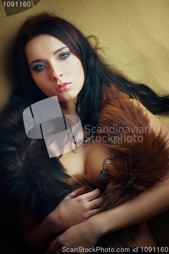 Image of lust attractive glamor girl with boa