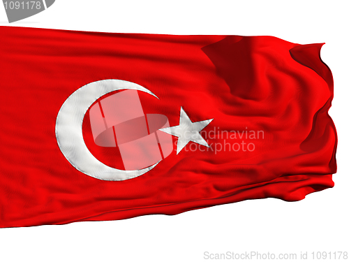 Image of Turkish flag, fluttering in the wind