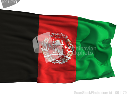 Image of The flag of Afghanistan, flying in the wind