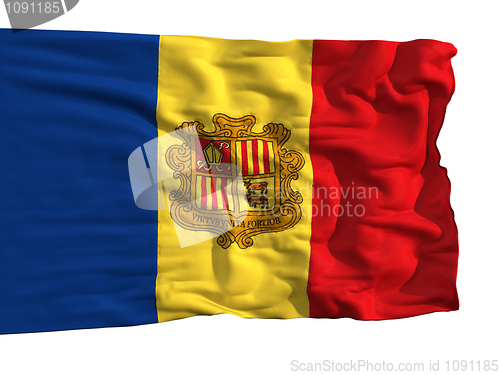 Image of Flag of Andorra, fluttering in the wind