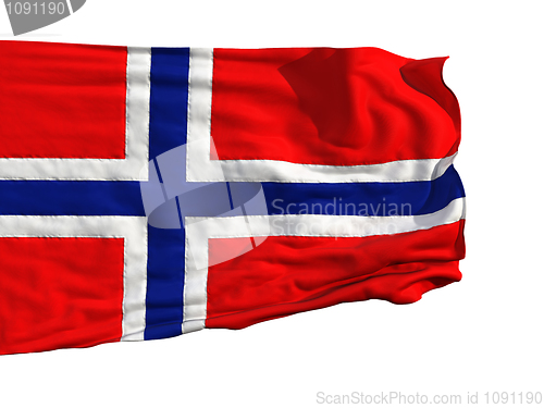 Image of Norwegian flag, fluttering in the wind