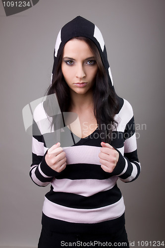 Image of girl in stripes woolly