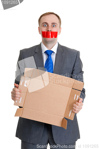 Image of man with his mouth sealed