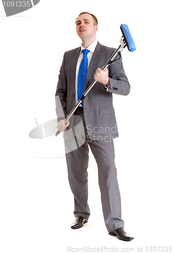 Image of Businessman with a mop