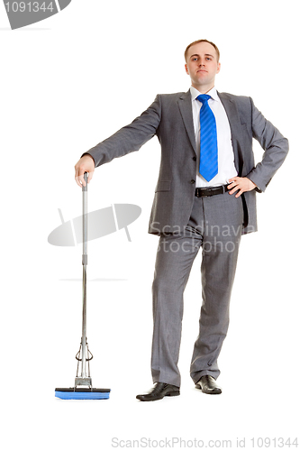 Image of Businessman with a mop